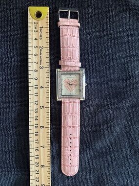 Women’s Pink Heart Dial Square Watch
